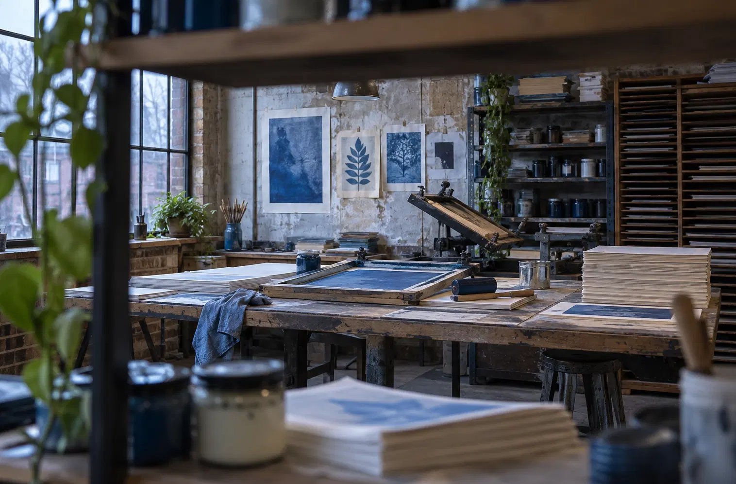 Illustration of print businesses and their working space